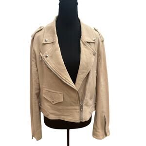 BlankNYC Blush Moto Jacket Cotton Twill Asymmetrical Zip Women’s Size L